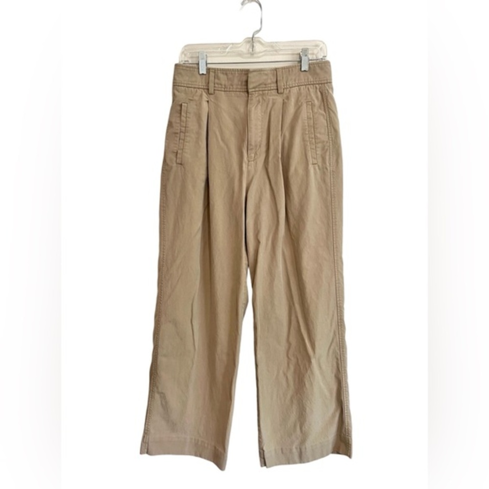 Everlane Draper Pleated Pant Khaki Ash Brown High Rise Wide Leg Size 8S